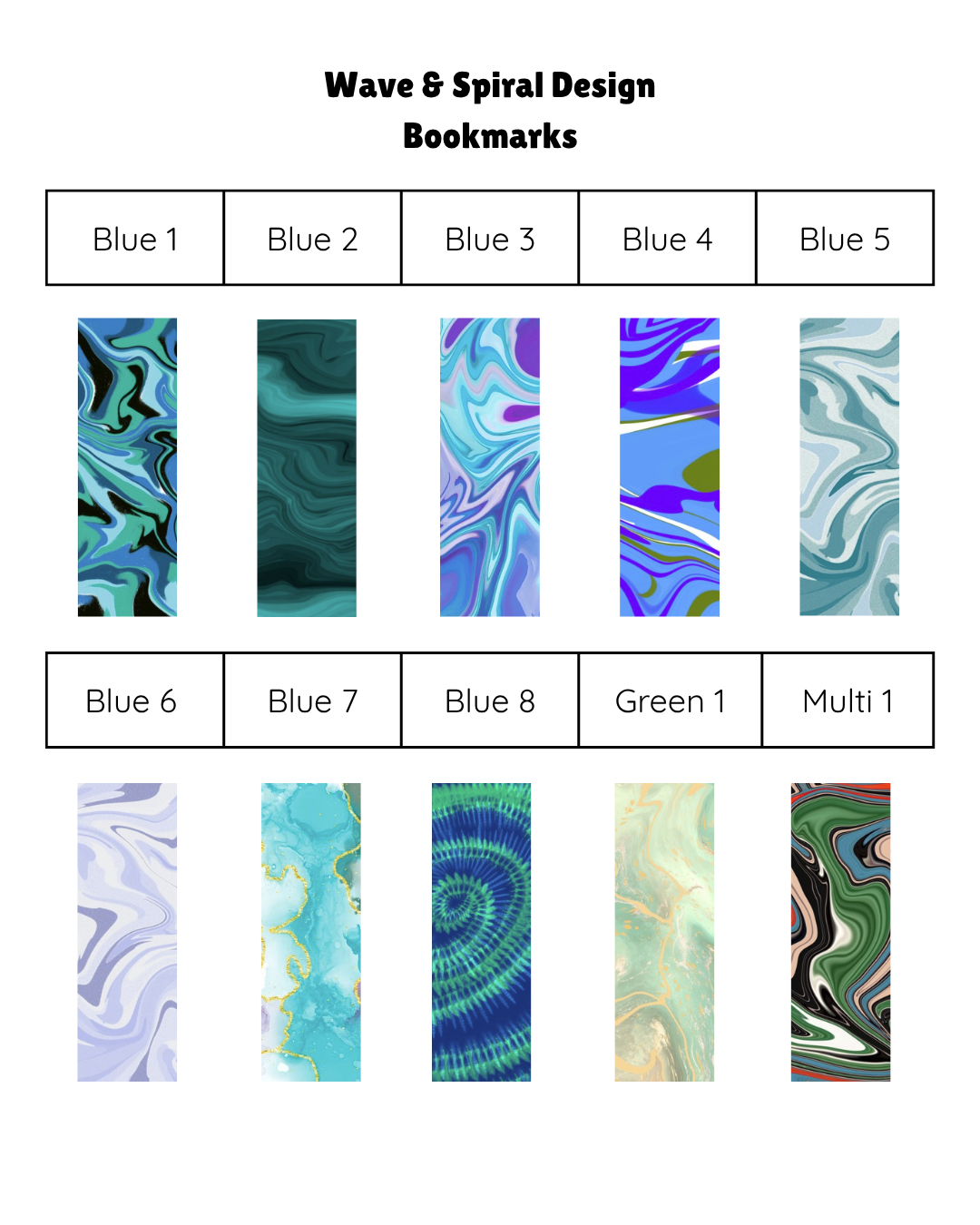 Wave & Spiral Bookmarks